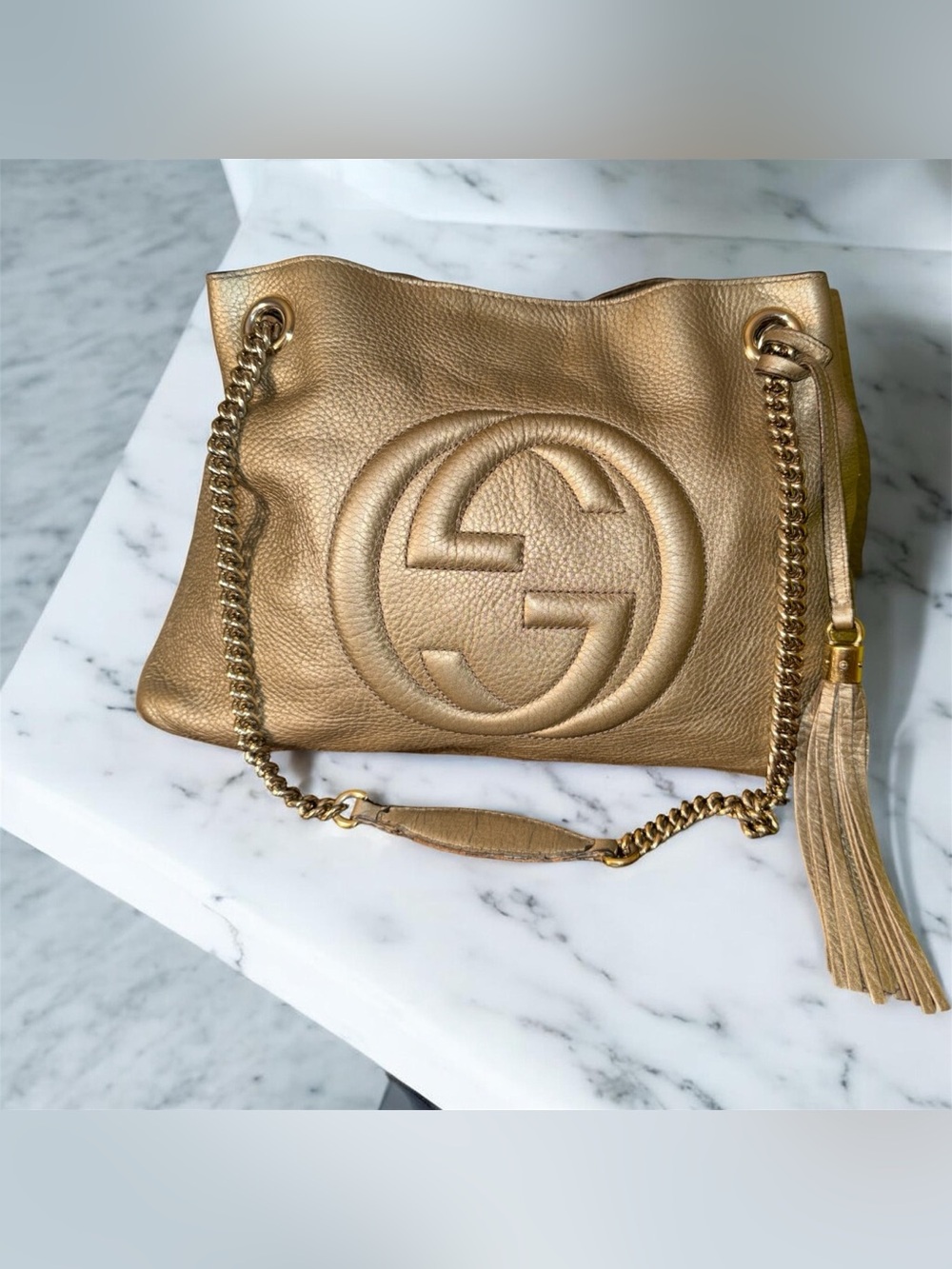 RARE METALLIC GOLD GUCCI SOHO CHAIN SHOULDER BAG